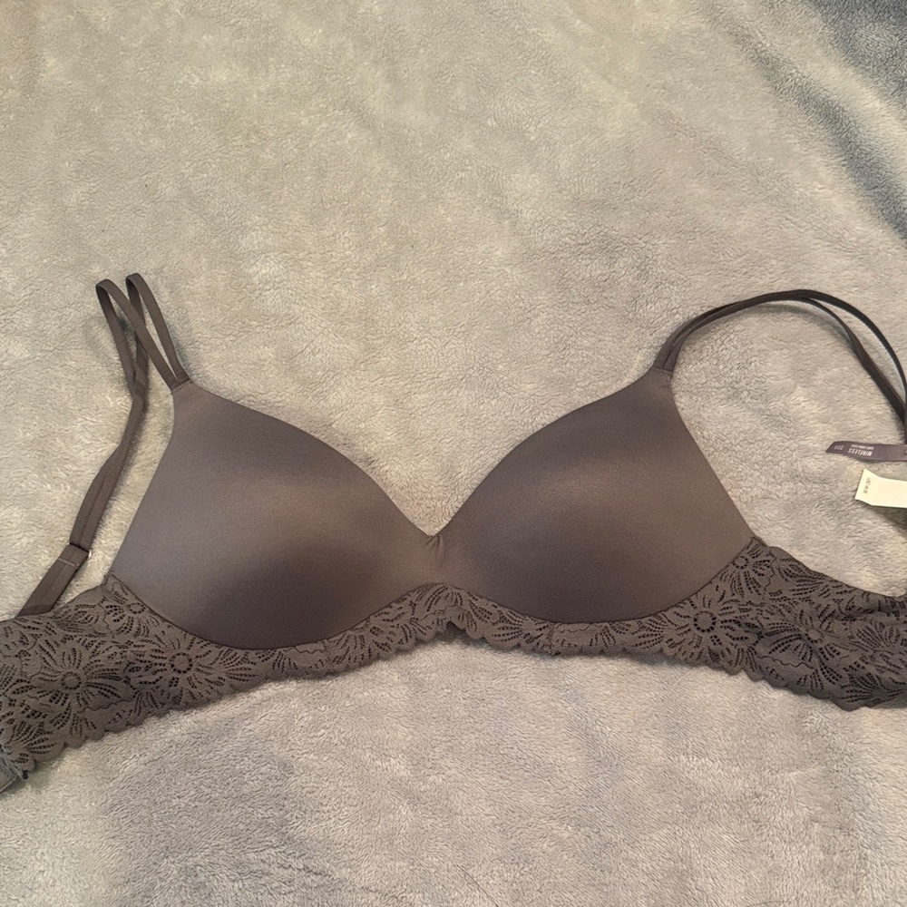 Aerie Lace Trim Bra in Gray